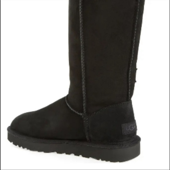 UGG Bailey Button Triplet sheepskin black suede boots size 8 w/ 3 buttons. - Picture 3 of 16